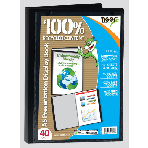 Tiger Stationery A5 40 Pocket Presentation Display Book Black
